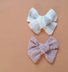 Barrette Mini Galaxie en lin viscose rayures gris pour enfant avec pince crocodile