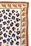 Foulard en coton Apaches Collections motif léopard camel et bleu – accessoire mode femme et enfant