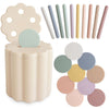 Boîte à formes en silicone Mushie avec disques colorés pour bébé