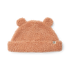 Bonnet pour enfant en sherpa avec oreilles rose de la marque Liewood.