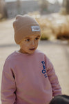 Bonnet enfant, maman et papa, modèle Pop, coloris Champagne, marque Hello Hossy.