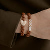 Bracelet cœurs marron message Mamie Mama Bisou cadeau femme