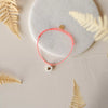 Bracelet cordon corail fluo avec médaillon porcelaine blanche coeur doré bijou femme idée cadeau