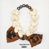 Bracelet Mamie cœurs écru nœud léopard bijou cadeau grand-mère