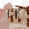 Bracelet Mamie cœurs écru nœud léopard bijou cadeau grand-mère