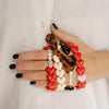 Bracelet Mamie cœurs écru nœud léopard bijou cadeau grand-mère