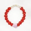 Bracelet mini cœurs rouges Mamie bijou cadeau grand-mère