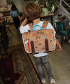 Cartable enfant Mascots Ride Hello Hossy marron avec motifs skate et surf pour enfants 2 à 5 ans