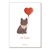 Carte postale chat cat lover ballon cœur – Papier Poetic – illustration amour et famille
