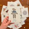 Carte Bonjour Petit Chat Papier Poetic avec illustration de doudou chat fleuri bleu