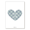 Carte postale cœur damier bleu avec texte "Papa Poule" – Papier Poetic