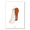Carte mariage Papier Poetic avec silhouettes des mariés et costume terracotta – illustration romantique