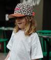 Casquette enfant Hello Hossy imprimé léopard en coton biologique avec visière marron – accessoire enfant été tendance