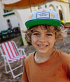 Casquette enfant Hello Hossy Bball Crew bleu motif basketball et visière marine – accessoire enfant été sport tendance