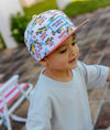 Casquette enfant Hello Hossy Happy Ride motif voitures jaunes et visière orange – accessoire enfant été tendance