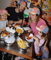 Casquette enfant Hello Hossy Mini Neo rose corail, jaune et filet bleu – casquette trucker enfant été tendance