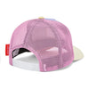 Casquette enfant Hello Hossy violet pastel avec filet rose et visière beige – casquette trucker enfant été tendance