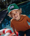 Casquette enfant Hello Hossy Mini Green verte avec visière rose – accessoire enfant été tendance concept store famille