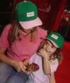Casquette enfant Hello Hossy Mini Green verte avec visière rose – accessoire enfant été tendance concept store famille