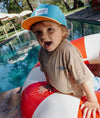 Casquette enfant Hello Hossy Mini Sunny Blue bleu turquoise et jaune – accessoire enfant été tendance concept store famille