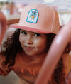 Casquette Hello Hossy Hightop rose et corail pour enfant avec broderie sneaker fleurie