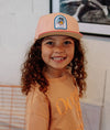 Casquette Hello Hossy Hightop rose et corail pour enfant avec broderie sneaker fleurie