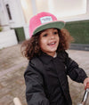 Casquette enfant Hello Hossy velours Pitaya rose framboise et visière rose clair