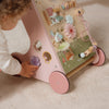 Chariot de marche en bois rose Fairy Garden Little Dutch avec jeux d’éveil pour bébé