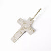 Croix décorative en porcelaine blanche avec inscription Bonheur idée cadeau baptême naissance communion
