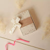 Croix décorative en porcelaine blanche avec inscription Bonheur idée cadeau baptême naissance communion