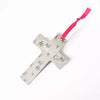 Croix décorative en porcelaine blanche avec inscription Bonheur idée cadeau baptême naissance communion