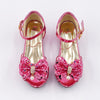 Mules à paillettes roses pour enfant Labay – chaussures princesse avec nœud et perles
