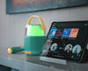 Enceinte karaoké avec micro, couleur bleu, marque Mob.