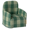 Fauteuil souris vichy vert Maileg - fauteuil miniature en tissu vichy vert pour maison de poupée et souris Maileg