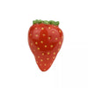 Fève Fraise Baubels en porcelaine artisanale rouge brillante sur carte Les Jolies Fèves