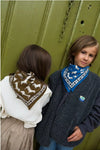 Foulard kaki Maison Augustin avec imprimé teckel pour enfant et adulte