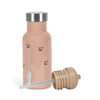 Gourde enfant rose avec motif cerises, paille intégrée et brosse de nettoyage
