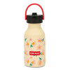 Gourde enfant 350 ml Hello Hossy Springtime beige motif fleurs avec paille réutilisable et goupillon – bouteille inox école maternelle