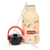 Gourde enfant 350 ml Hello Hossy Springtime beige motif fleurs avec paille réutilisable et goupillon – bouteille inox école maternelle