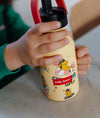Gourde enfant 350 ml Hello Hossy Unicorn jaune motif licorne avec paille réutilisable et goupillon – bouteille inox école maternelle