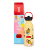 Gourde enfant 350 ml Hello Hossy Unicorn jaune motif licorne avec paille réutilisable et goupillon – bouteille inox école maternelle