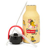 Gourde enfant 350 ml Hello Hossy Unicorn jaune motif licorne avec paille réutilisable et goupillon – bouteille inox école maternelle