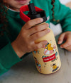 Gourde enfant 350 ml Hello Hossy Unicorn jaune motif licorne avec paille réutilisable et goupillon – bouteille inox école maternelle