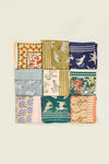 Foulard coton écru et kaki imprimé animaux et carreaux Pongo Apaches Collections.