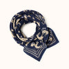 Grand ou petit foulard coton bleu nuit imprimé animaux Pongo Milky Way Apaches Collections