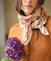 Foulard Mina rose poudré Bellemme – foulard fleurs coton, accessoire cheveux et cou femme et enfant