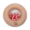 Hochet sensoriel Donut Tomates Petit Boum – jouet d’éveil en bois et plastique transparent pour bébé