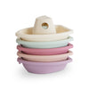 Jouets de bain bateaux empilables Mushie Petal / Pastel – plastique PP, 5 pièces, sans BPA, pour bébés et enfants.