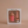 Kit d’anniversaire pour poupée Tiny Harlow avec biberon de lait à la fraise et petit pot "Birthday Cake" aux confettis colorés – jouet d’imitation pour enfant.