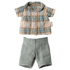 Ensemble vêtements Maileg taille 1 – chemise à carreaux et short en lin